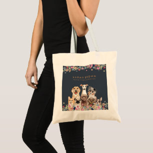 Bolsa Tote Tosa de Cachorro Fofo Pequeno Azul Marinho
