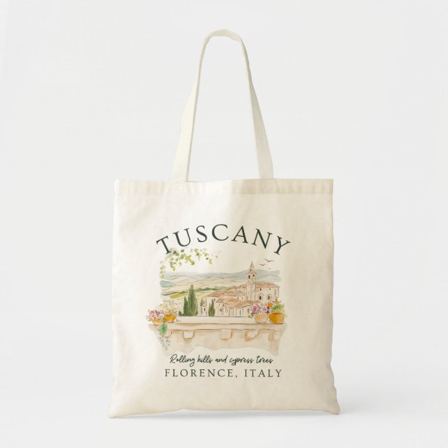 Bolsa Tote Toscana Itália - Florença Rolando Colinas e Árvore (Frente)