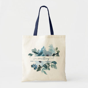 Bolsa Tote Tot personalizado floral em aquarela azul e verde