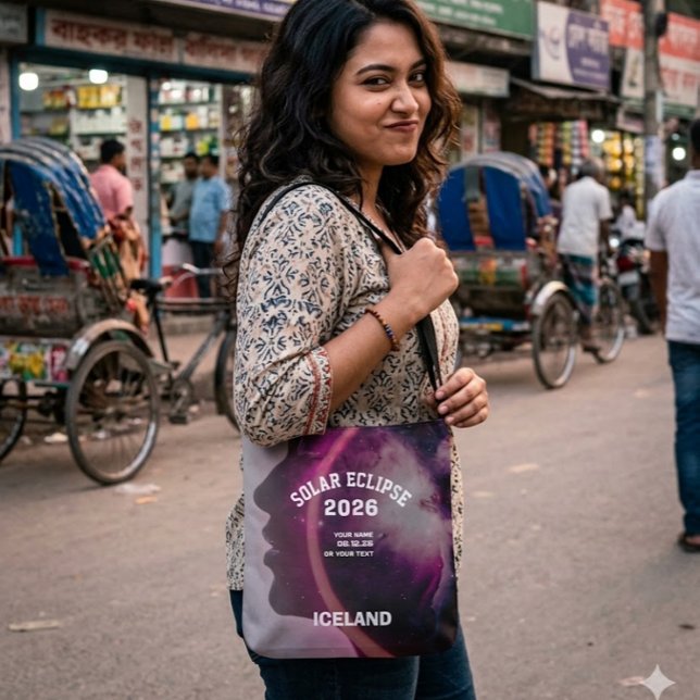 Bolsa Tote Total solar eclipse August 2026 text personalized (Criador carregado)