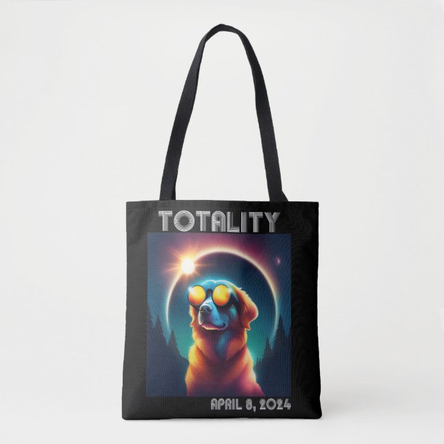 Bolsa Tote Totality Solar Eclipse 8 de abril de 2024 Cachorro (Frente)