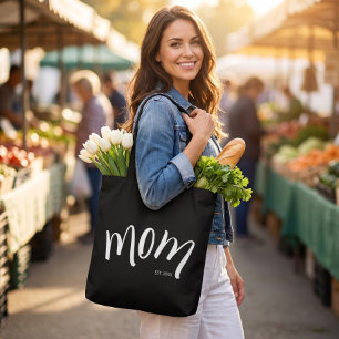 Bolsa Tote Totas Pretas e Brancas Mãe Estabelecida Elegante