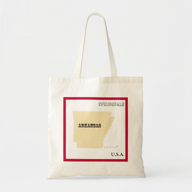 Bolsa Tote Tote Bag - Arkansas State Map with City (Frente)