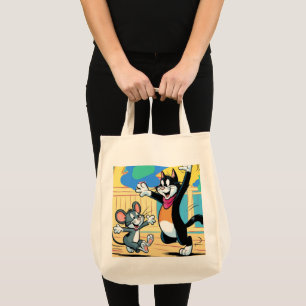 Bolsa Tote Tote Bag cat e rato com padrão