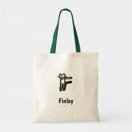 Bolsa Tote Tote Bag - Cat Letter F com Nome