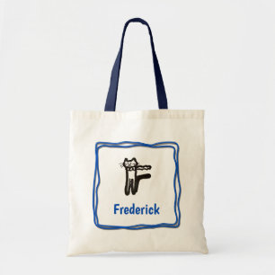 Bolsa Tote Tote Bag - Cat Letter F com o nome no quadro