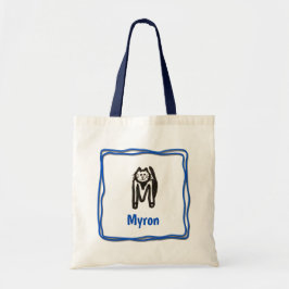 Bolsa Tote Tote Bag - Cat Letter M com o nome no quadro