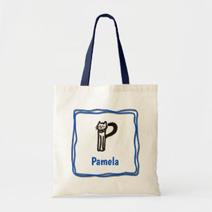 Bolsa Tote Tote Bag - Cat Letter P com o nome no quadro