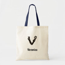 Tote Bag - Cat Letter V com o nome