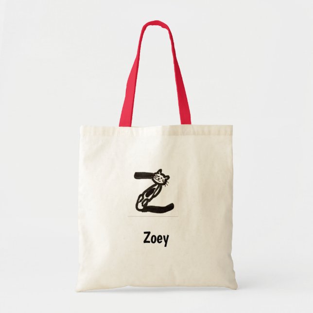 Bolsa Tote Tote Bag - Cat Letter Z com o nome (Frente)