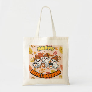 Bolsa Tote Tote Bag com fantasmas bonitos e Feliz Halloween