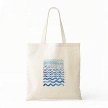 Tote Bag com impressão de ondas azuis