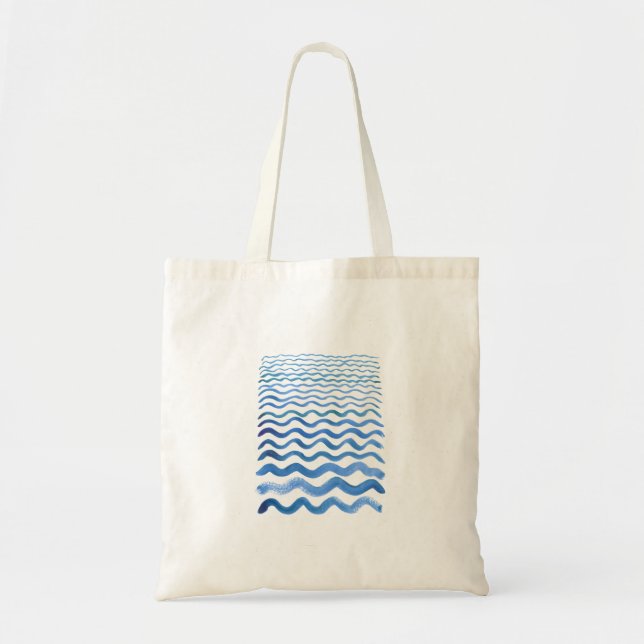 Bolsa Tote Tote Bag com impressão de ondas azuis (Frente)
