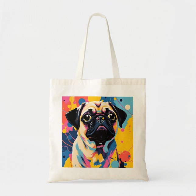 Bolsa Tote Tote Bag com Pug design (Frente)