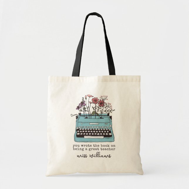 Bolsa Tote Tote Bag de Apreciação de Professores Florais (Frente)
