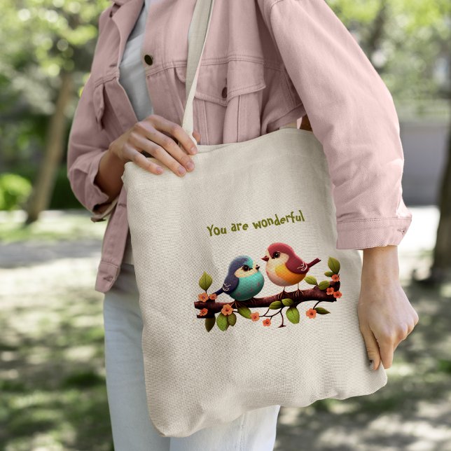 Bolsa Tote Tote Bag de aves bonitinhas coloridas (Colored cute birds cartoon Tote Bag
)