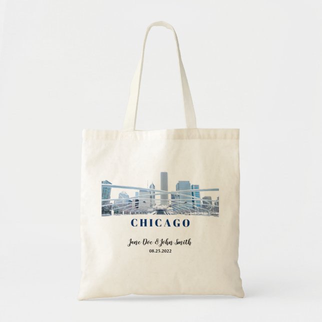 Bolsa Tote Tote Bag de Casamento Skyline Personalizado em Chi (Frente)