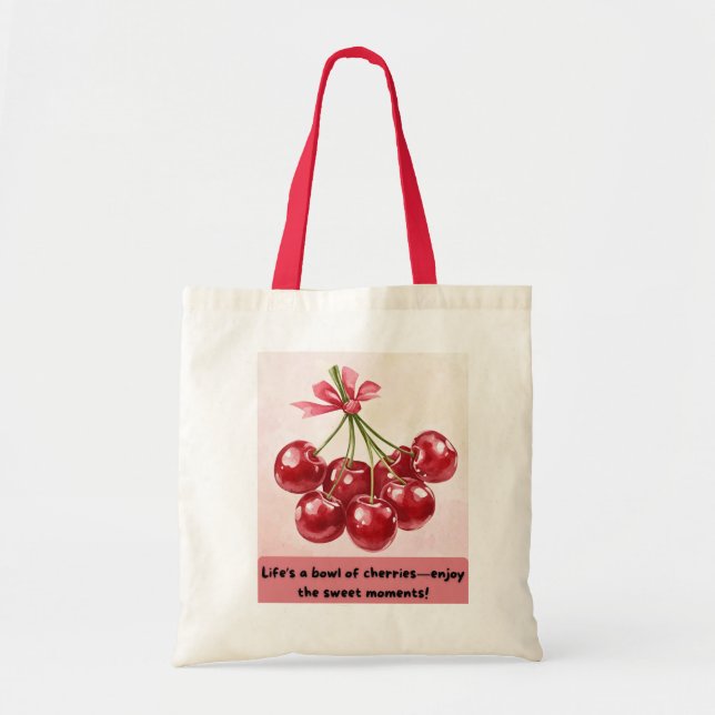 Bolsa Tote Tote Bag de Cotação de Cereja - Fresca e Inspirado (Frente)