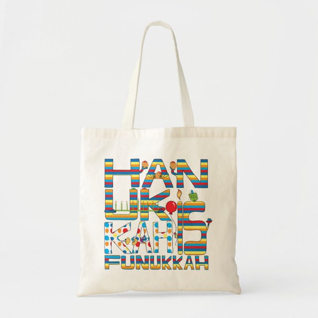 Bolsa Tote Tote Bag de Orçamento "Hanukkah é Funukkah!" (Frente)