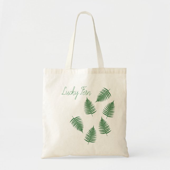 Bolsa Tote Tote Bag de Padrão de Fern Verde (Frente)