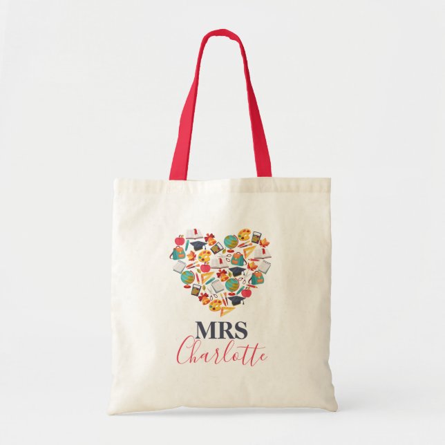 Bolsa Tote Tote Bag de Professores do Coração Moderno (Frente)