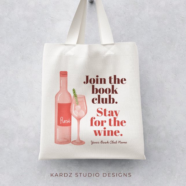 Bolsa Tote Tote Bag do Clube do Livro Divertido (Personalize this fun tote bag with your name or your book club name and enjoy the wine with friends.)