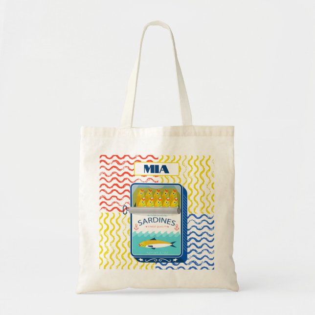Bolsa Tote Tote Bag Eclectic Sardines Design | Personalizável (Frente)