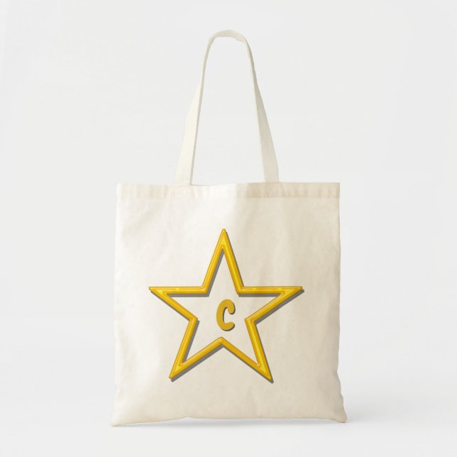 Bolsa Tote Tote Bag - Estrela amarela com inicial (Frente)