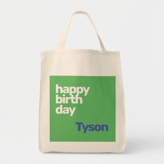 Bolsa Tote Tote Bag feliz aniversário verde personalizado (Frente)
