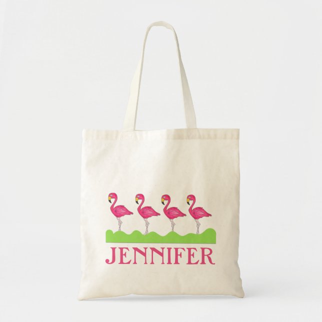 Bolsa Tote Tote Bag Flamingo Flamingos, Rosa Personalizado (Frente)