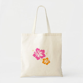 Bolsa Tote Tote Bag, flor de hibisco, rosa e laranja