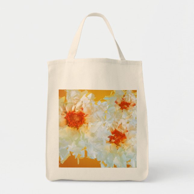 Bolsa Tote Tote Bag Flores Laranja Brancas (Frente)