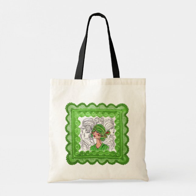 Bolsa Tote Tote Bag Green Flapper Girl (Verso)