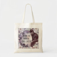 Tote Bag Home é onde o gato está Watercolor Night