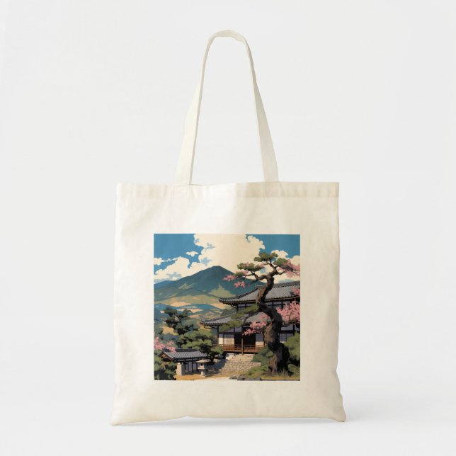 Bolsa Tote Tote Bag Japonais – Paysage Traditionnel & Temple  (Frente)