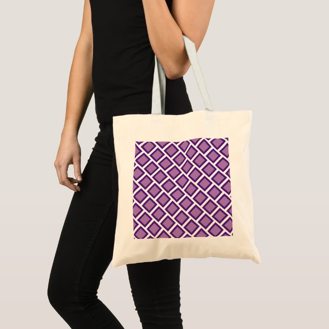 Bolsa Tote Tote Bag - Padrão de tijolo roxo (Frente (produto))