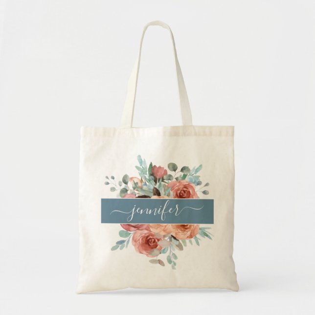 Bolsa Tote Tote Bag Personalizada, Tote Bag Floral. Bridesman (Frente)