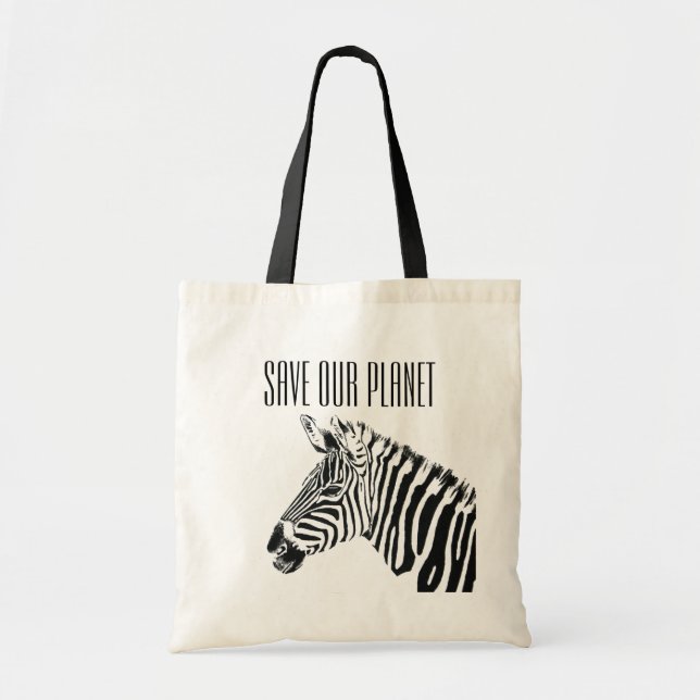 Bolsa Tote Tote Bag - Salve nosso planeta - Zebra (Frente)