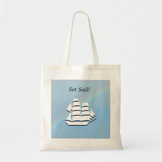 Bolsa Tote Tote Bag - Tall Ship with Rainbow Arch (Frente)