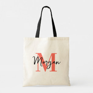 Bolsa Tote Tote Personalizado com Monograma – Rosa Coral e Pr