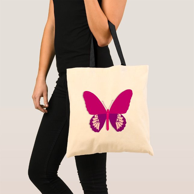 Bolsa Tote Tote Tote de Insetos da Borboleta Rosa (Criador carregado)