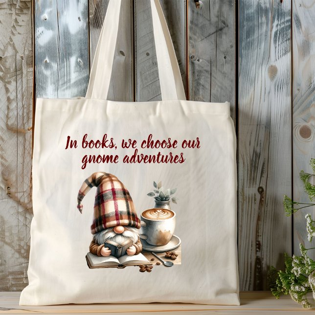Bolsa Tote Tote Tote Gnomo Gnomo de Duas Pontas Adoráveis (In books, we choose out gnome adventures tote bag)
