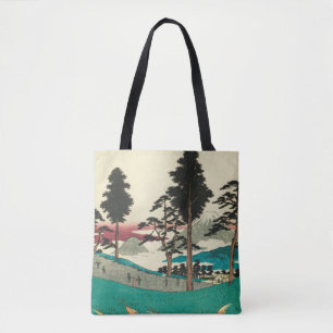 Bolsa Tote Totsuka, Japão: Impressão de Woodblock do vintag