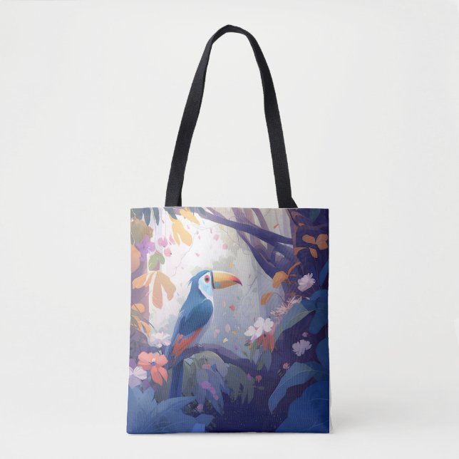 Bolsa Tote Toucan Bird Retrait Animal Painting Willife Free (Frente)