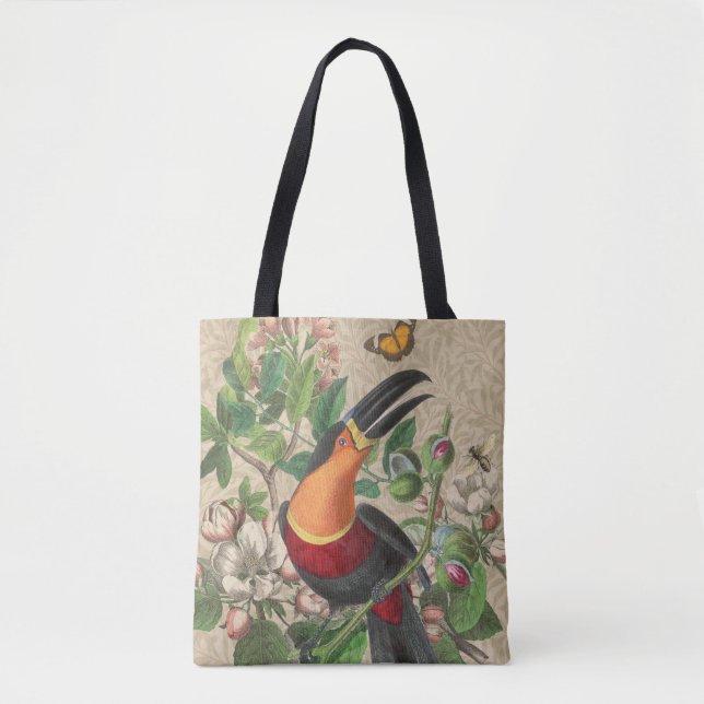 Bolsa Tote Toucan Jungle Tropical Bird Beauful Antiguidade (Frente)