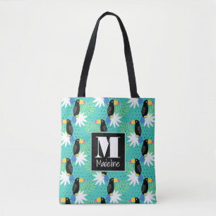 Bolsa Tote Toucans On Teal   Monograma