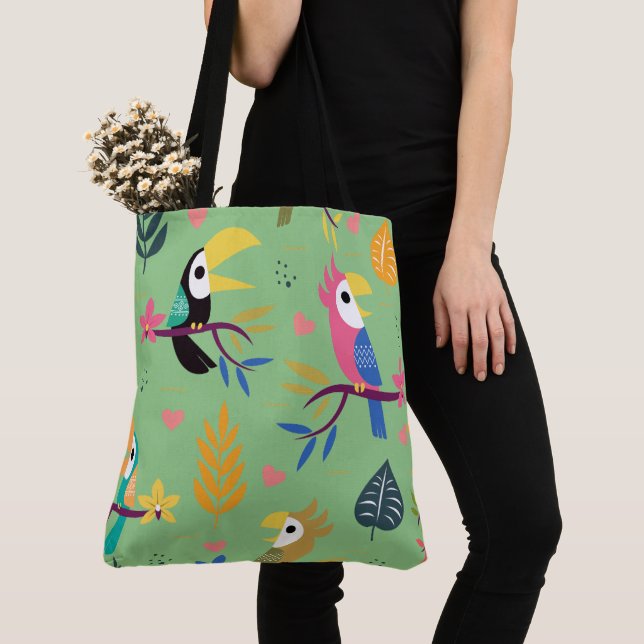 Bolsa Tote Toucans & Parrots (Close Up)