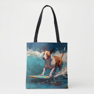 Bolsa Tote Touro Terrier Beach Surfing Painting