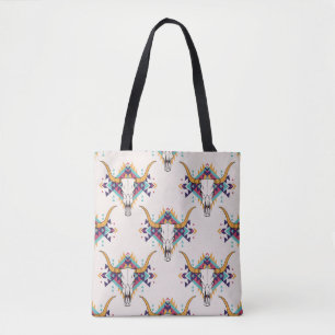 Bolsa Tote Touro Tribal Caveira: Boho Sem Semente