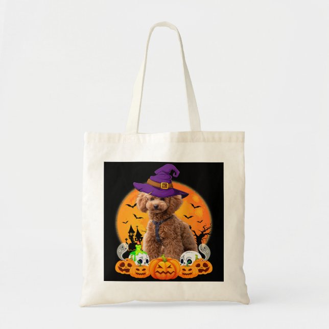 Bolsa Tote Toy Poodle Witch Pumpkin Cachorro Esnojento 186 (Frente)